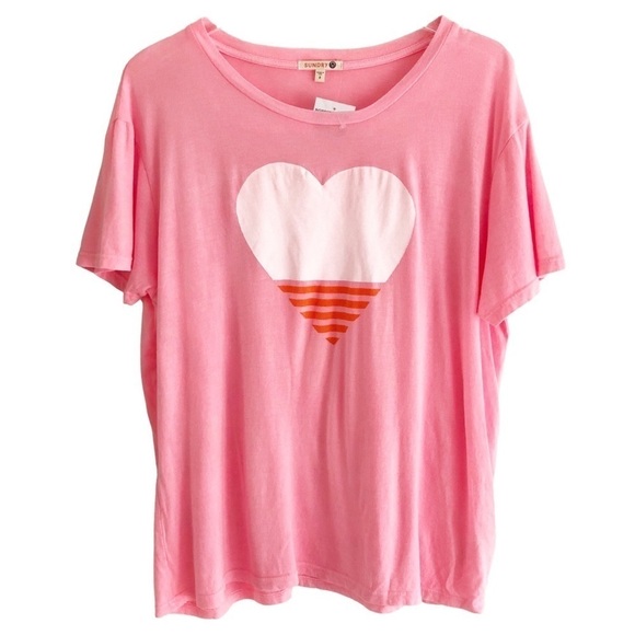 Sundry Heart Design Short Sleeve T-Shirt Pop Peach Size Medium - Picture 1 of 7